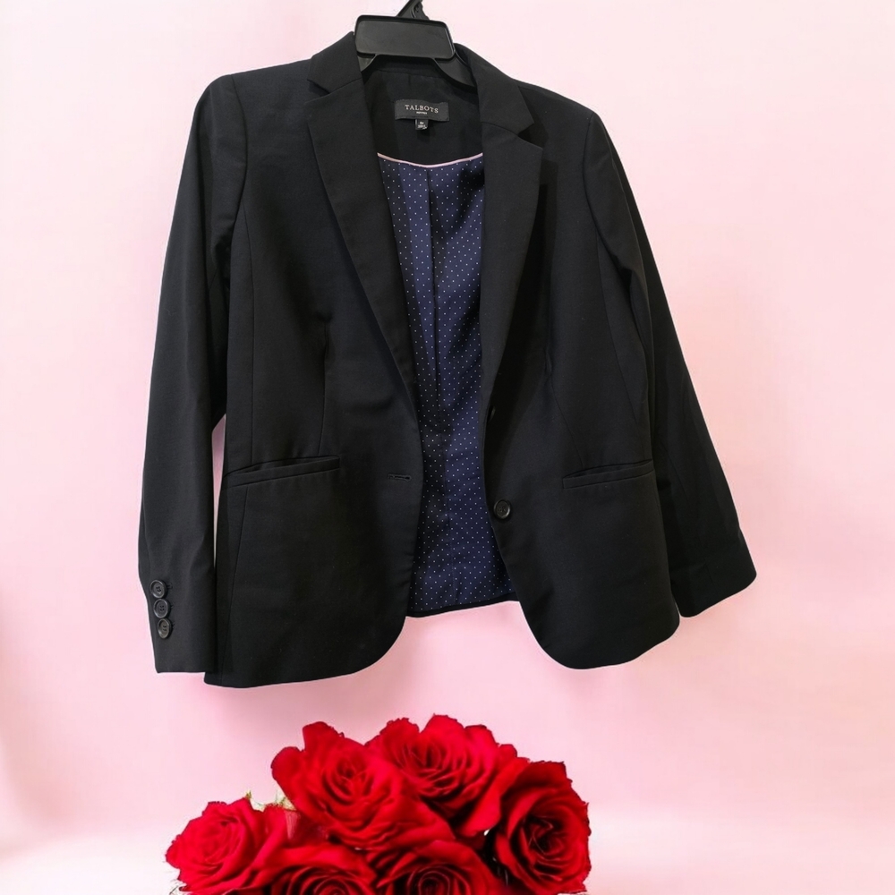 Talbots Black Blazer with Navy Lining
